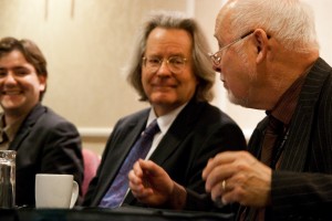 With A C Grayling and Kelvin Hopkins at the breakfast