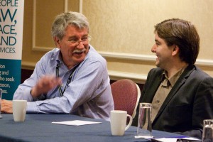 With Gus Macdonald at the breakfast